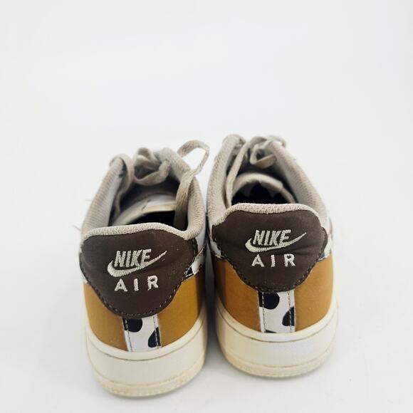 Nike Custom Cowprint White Tan Air Force 1 Sneaker Shoe women's 6.5 - Picture 4 of 10